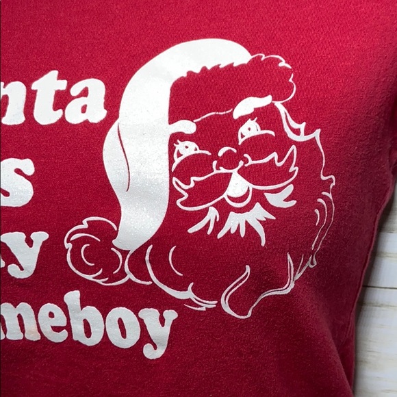 Santa is my homeboy red tee with sparkly words - Picture 3 of 7